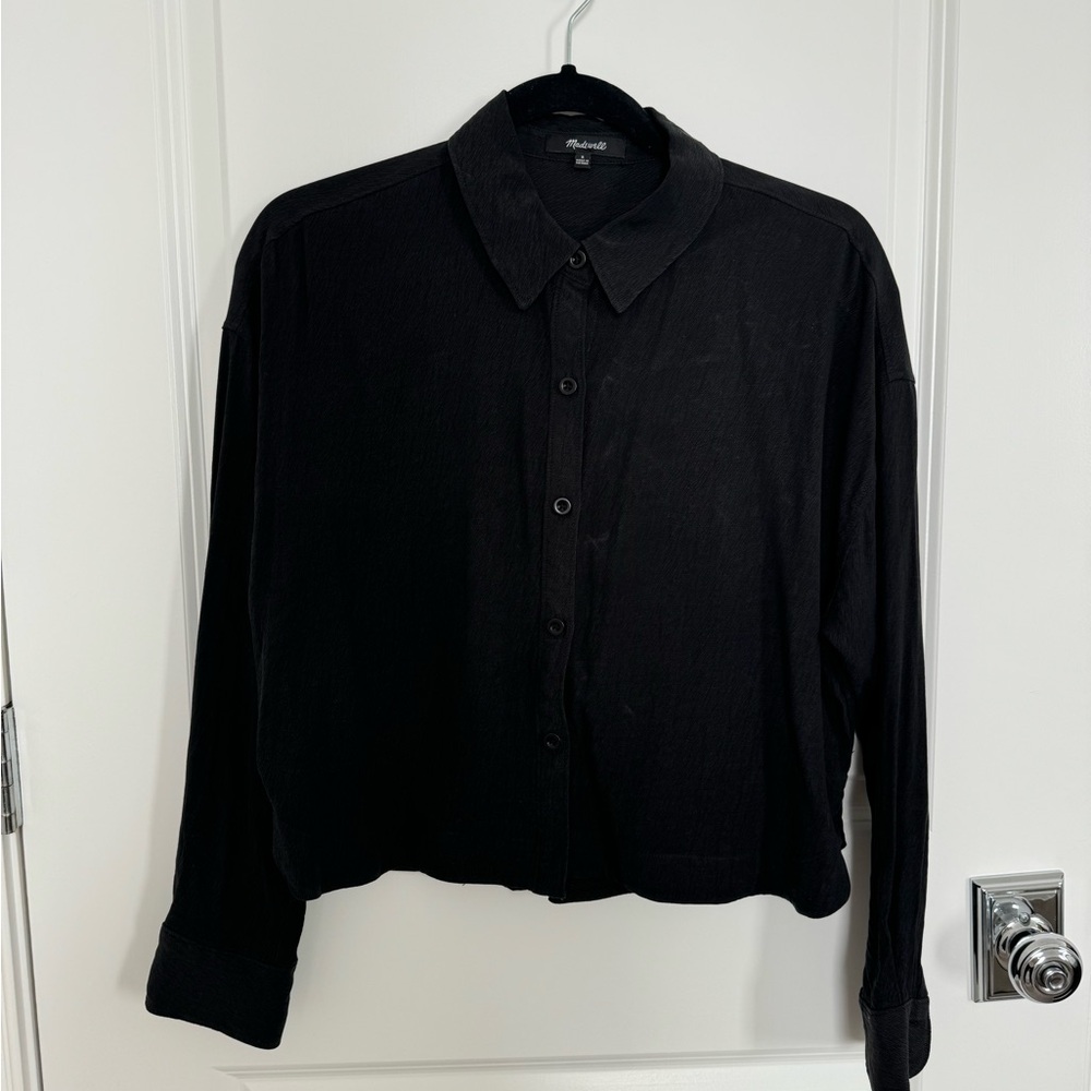 Madewell, S, Cropped Black Button down